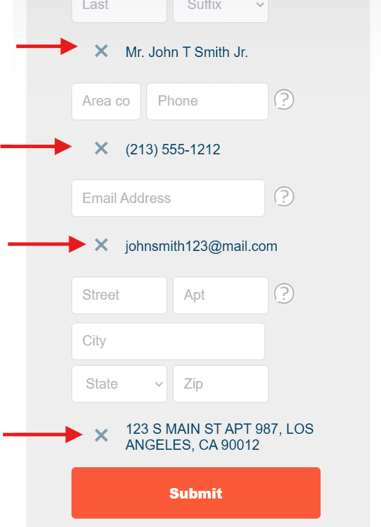 opting out of acxiom - confirmed form fields