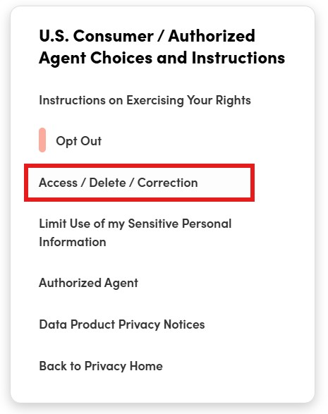how to opt-out from acxiom - access / delete / correction of data.