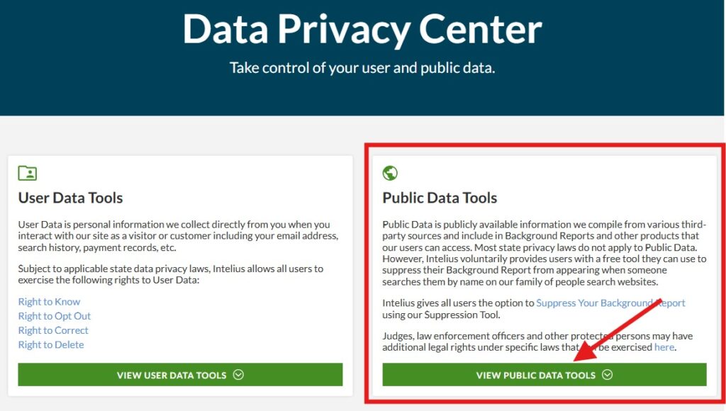 how to opt out of intelius - public data tools suppression tool mobile view.