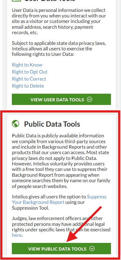 how to opt out of intelius - public data tools suppression tool mobile view.