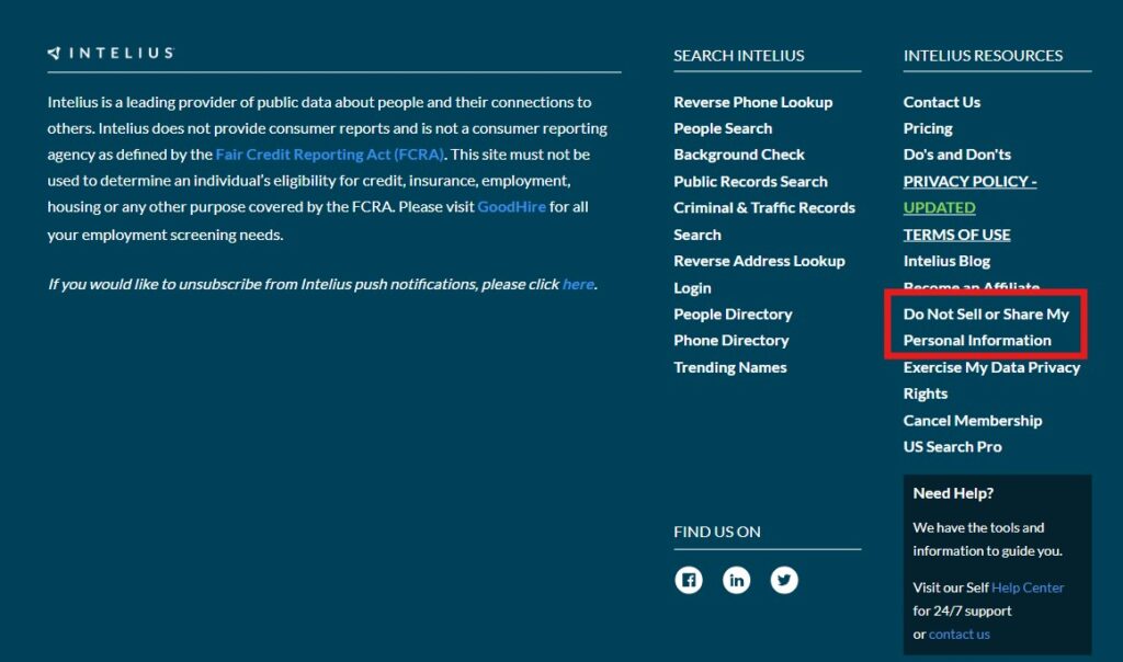 how to opt out of intelius - do not share