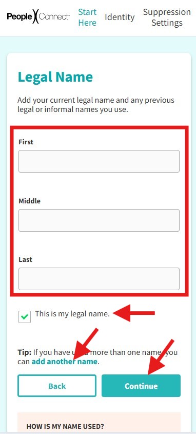 how to opt-out of truthfinder -legal name