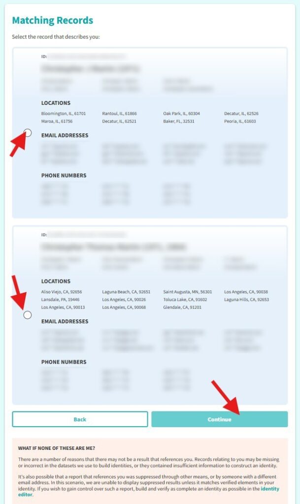 how to opt-out of truthfinder -matching profiles