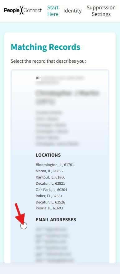how to opt-out of truthfinder -matching profiles