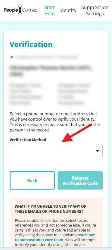 how to opt-out of truthfinder -verification method