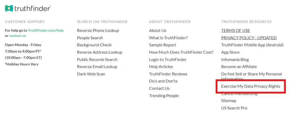 how to opt-out of truthfinder - exercise my data privacy rights