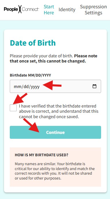 how to opt-out of truthfinder - date of birth